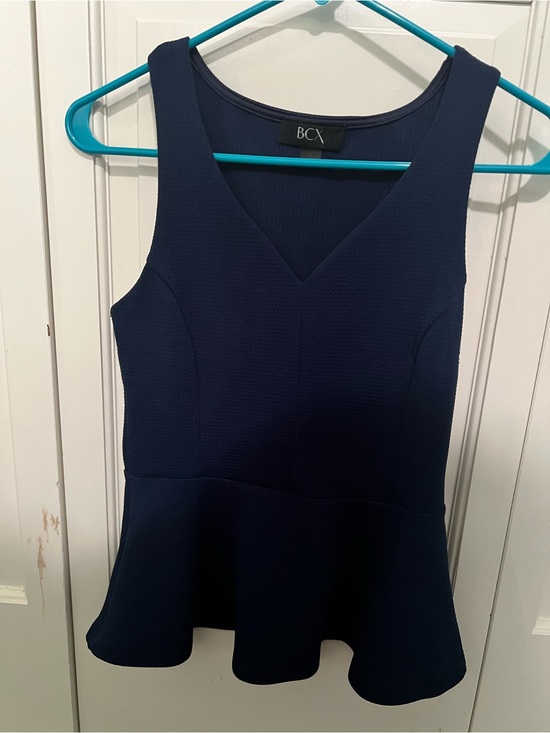 BCX Tops - BCX Dark Navy V-Neck Peplum Tank Top